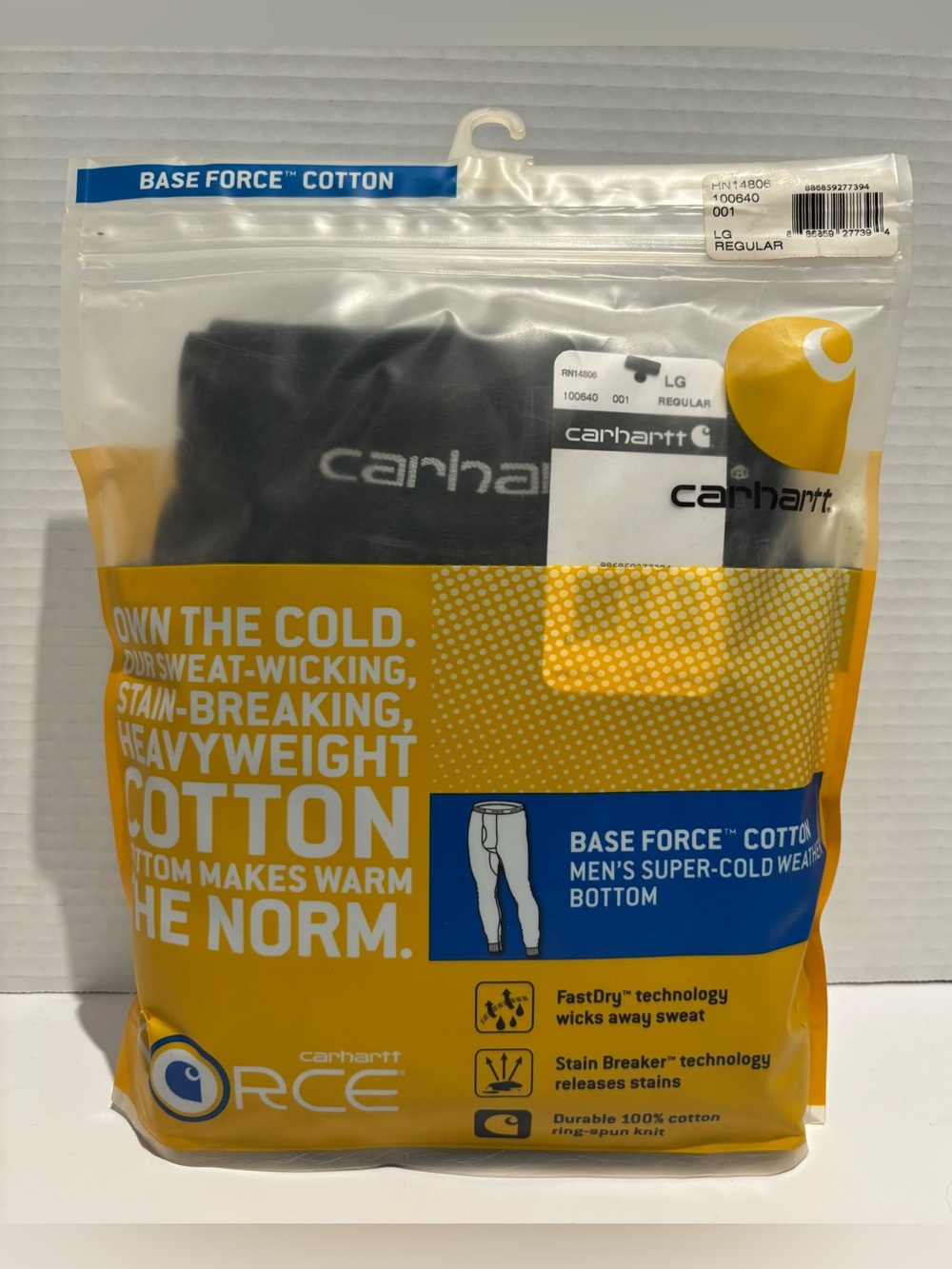 Carhartt Men’s Base Force Super Cold Weather Bottom New Sealed Size Large Black